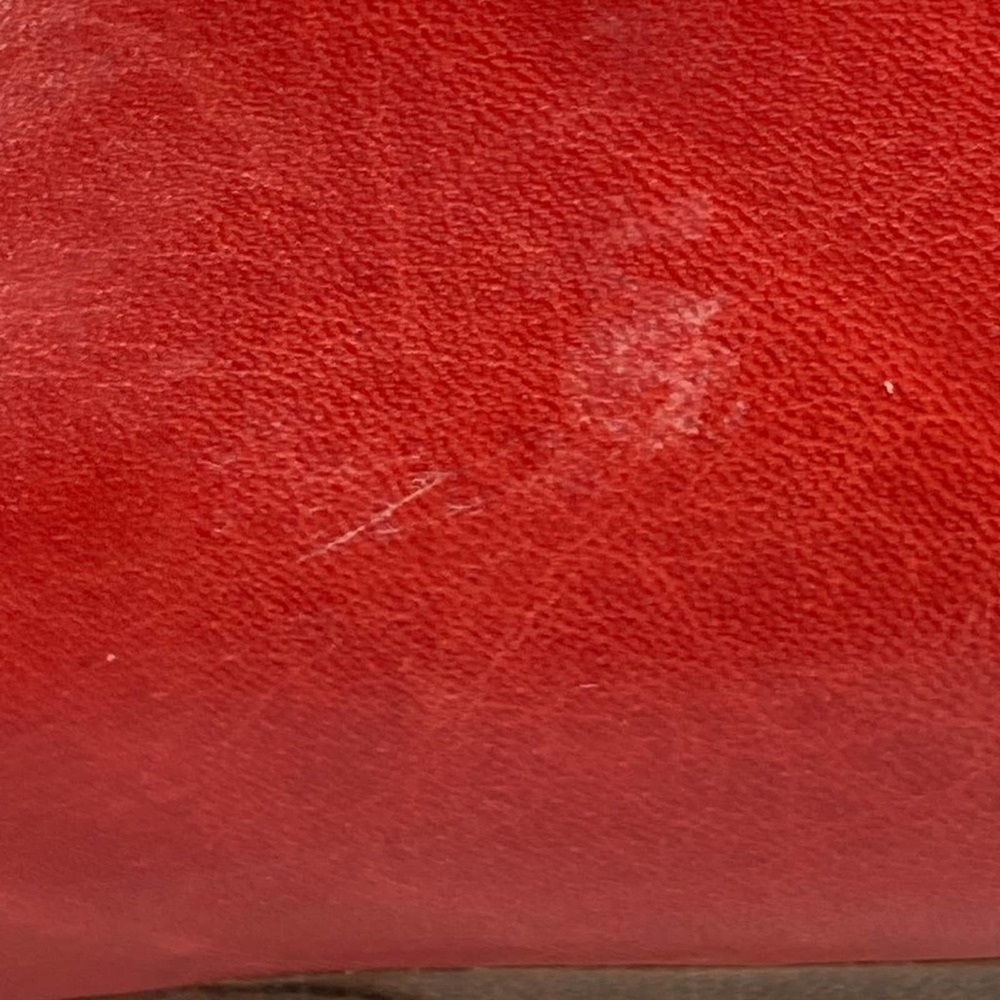 Vintage 80s Red Leather Wood Stacked Kitten Heel Pumps - Picture 14 of 14